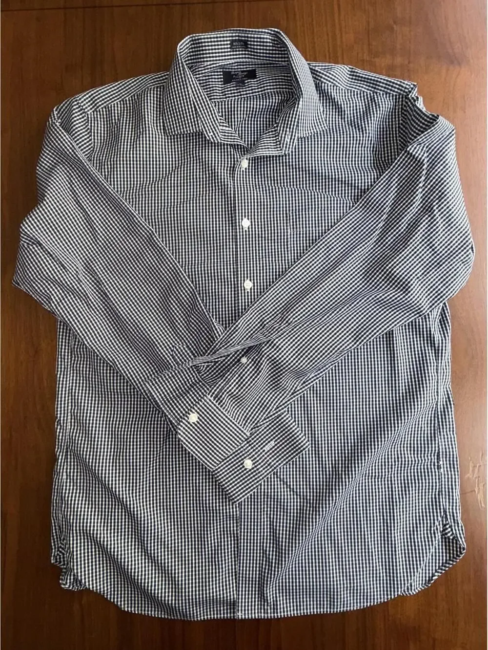 J.Crew Thomas Mason Heritage Navy Gingham Button-Down Dress Shirt - Size XL